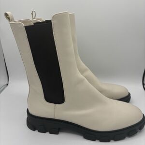 Michael Kors Asher  Boot Women 10 Cream Leather No Box black winter white